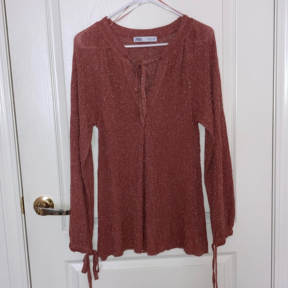 Zara metallic thread blouse small